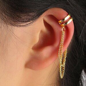 Chain Charm Ear Cuff,Ear Wrap,No Piercing Minimalist dainty Ear Cuff Earring